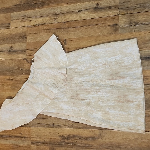 BCBGeneration Tan Cream Asymmetrical Ruffled Sheath Dress - Picture 7 of 9